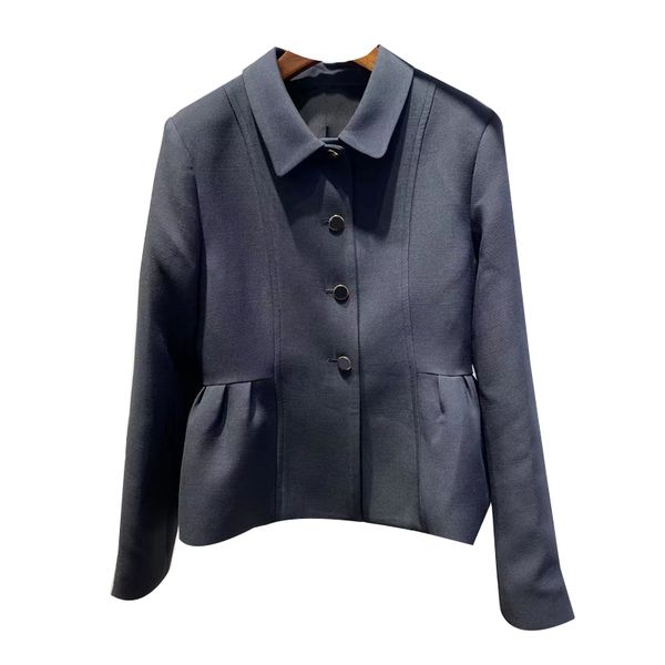 23 autumn new lapel single breasted hem two sides pleated long sleeve silk wool coat chinese retro short coat, Black
23 autumn new lapel single breasted hem two sides pleated long sleeve silk wool coat chinese retro short coat, Black