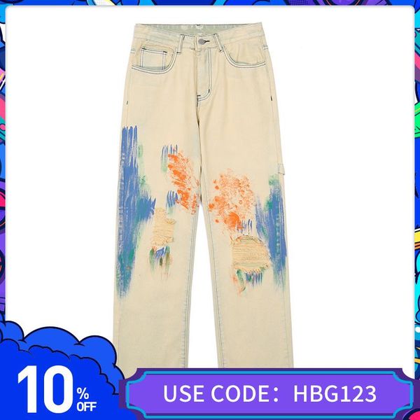 men's jeans casual hip hop hole ripped denim pants hit color graffiti men zipper pocket washed distressed, Blue
men's jeans casual hip hop hole ripped denim pants hit color graffiti men zipper pocket washed distressed, Blue