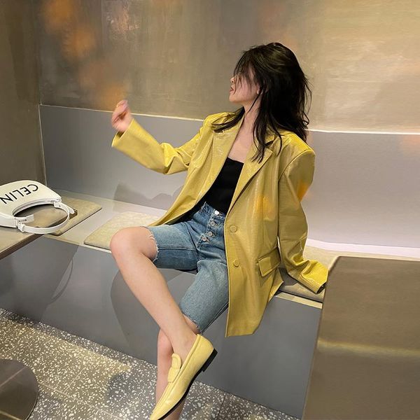 spring coats and jackets women autumn faux pu leather coat 2021 y2k loose fit long sleeve locomotive blazer vintage outwear women's &, Black
spring coats and jackets women autumn faux pu leather coat 2021 y2k loose fit long sleeve locomotive blazer vintage outwear women's &, Black