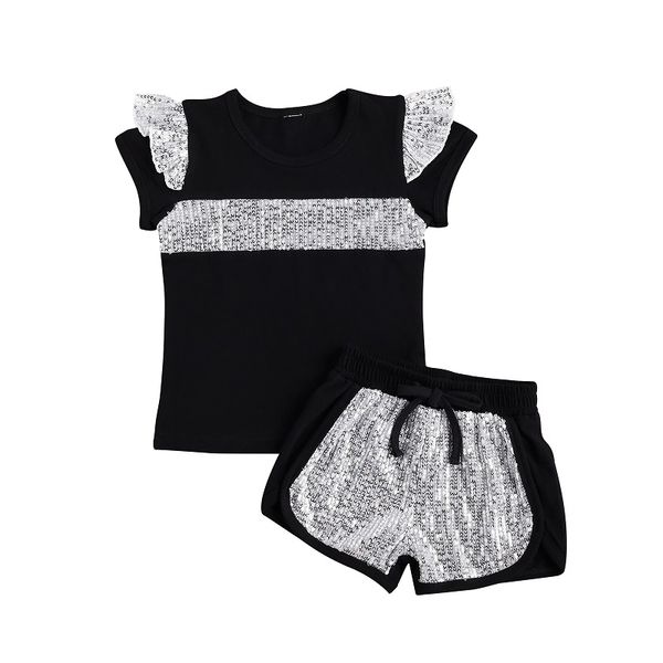 2-7y toddler kids baby girl clothes sets sequins patchwork flying sleeve t-shirt shorts pant bottom 2pcs children set, White
2-7y toddler kids baby girl clothes sets sequins patchwork flying sleeve t-shirt shorts pant bottom 2pcs children set, White