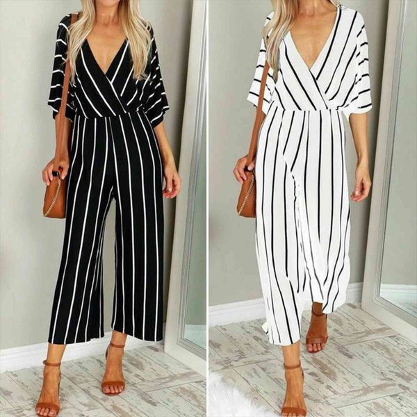 short sleeve summer s 3xl women romper deep v neck striped loose baggy overalls wide leg pants plus size, Black;white
short sleeve summer s 3xl women romper deep v neck striped loose baggy overalls wide leg pants plus size, Black;white