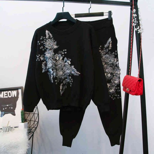 pant spring fashion black knitted tracksuit outfits women handwork embroidery flowers sweater pencil pants casual knitting set female, White
pant spring fashion black knitted tracksuit outfits women handwork embroidery flowers sweater pencil pants casual knitting set female, White