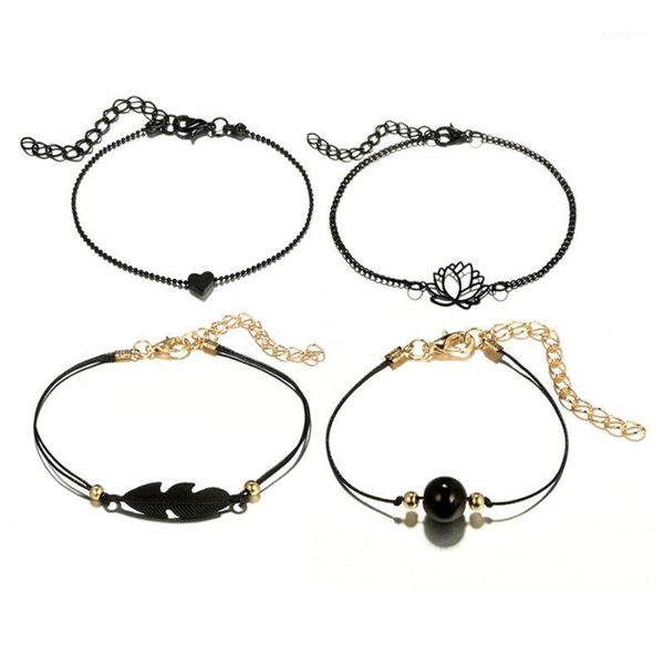 charm bracelets sauvoo 4pcs/set vintage black heart lotus leaves angel for women boho multilayer chain bracelet femme set1, Golden;silver
charm bracelets sauvoo 4pcs/set vintage black heart lotus leaves angel for women boho multilayer chain bracelet femme set1, Golden;silver