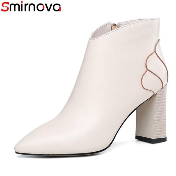 boots smirnova 2021 arrival ankle for women pointed toe 8cm thick heels cow leather dress shoes, Black
boots smirnova 2021 arrival ankle for women pointed toe 8cm thick heels cow leather dress shoes, Black