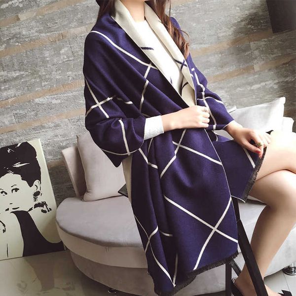 autumn and winter korean plaid double-sided cashmere scarf for women's dual-purpose thickened warm air conditioning shawl, Blue;gray
autumn and winter korean plaid double-sided cashmere scarf for women's dual-purpose thickened warm air conditioning shawl, Blue;gray