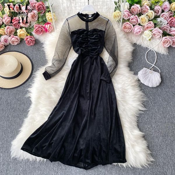 casual dresses yornmona 2021 women autumn winter basic black party dress vintage mesh patchwork velvet female high waist ruched, Black;gray
casual dresses yornmona 2021 women autumn winter basic black party dress vintage mesh patchwork velvet female high waist ruched, Black;gray