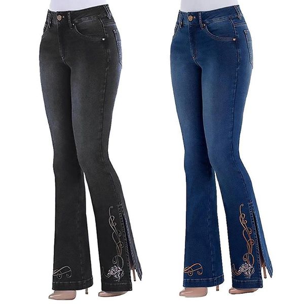 women's jeans women cotton polyester vintage side slit flare elastic denim pants bell bottoms trousers embroidered woman, Blue
women's jeans women cotton polyester vintage side slit flare elastic denim pants bell bottoms trousers embroidered woman, Blue