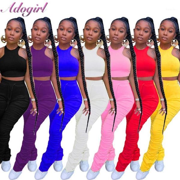 women's tracksuits fitness women sport two piece set solid sleeveless crop tank stacked bell bottom joggers sweatpants suit outfit tra, Gray
women's tracksuits fitness women sport two piece set solid sleeveless crop tank stacked bell bottom joggers sweatpants suit outfit tra, Gray