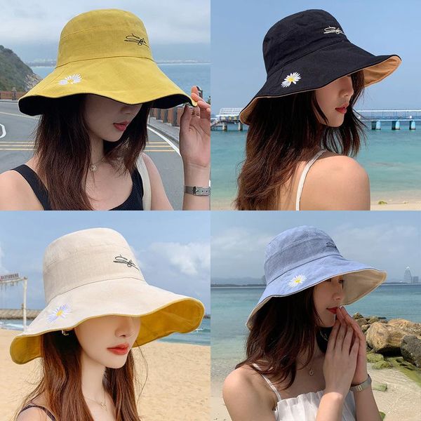 wide brim hats summer women bucket hat casual sun floral embroidery elegant cap double sided holiday beach 2021, Blue;gray
wide brim hats summer women bucket hat casual sun floral embroidery elegant cap double sided holiday beach 2021, Blue;gray