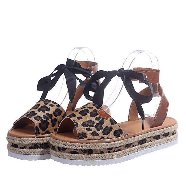 summer size leopard buckle slope heel high rope woven women's sandals dress shoes, Black
summer size leopard buckle slope heel high rope woven women's sandals dress shoes, Black