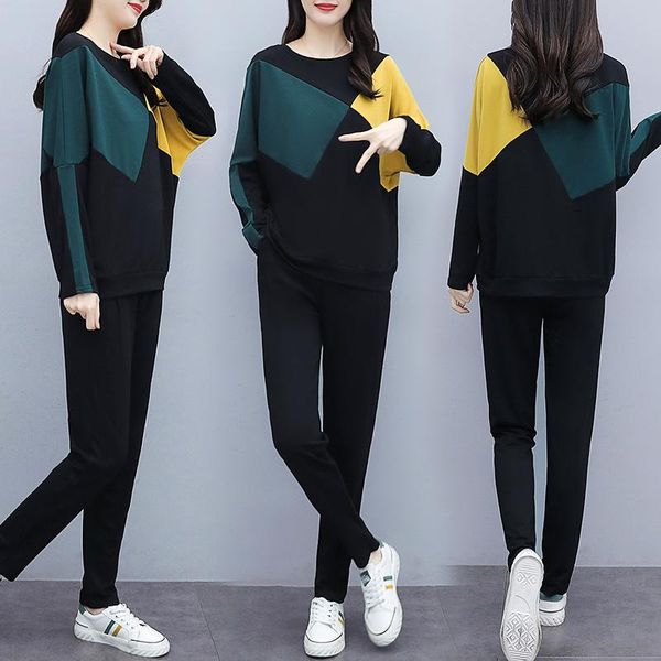 women's two piece pants autumn winter plus size casual long sleeve tracksuit 2 sets women korean o-neck patchwork pullover + sweatpant, White
women's two piece pants autumn winter plus size casual long sleeve tracksuit 2 sets women korean o-neck patchwork pullover + sweatpant, White