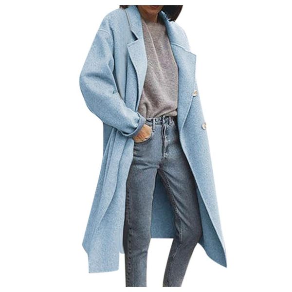women's wool & blends 2021 fashion faux blazers autumn coats casual long sleeve outwears female double button overcoats #t3g, Black
women's wool & blends 2021 fashion faux blazers autumn coats casual long sleeve outwears female double button overcoats #t3g, Black