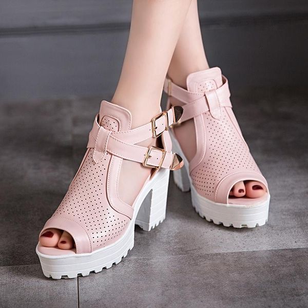sandals summer platform women shoes peep toe buckle strap female hollow out square heels leisure solid sandalias, Black
sandals summer platform women shoes peep toe buckle strap female hollow out square heels leisure solid sandalias, Black