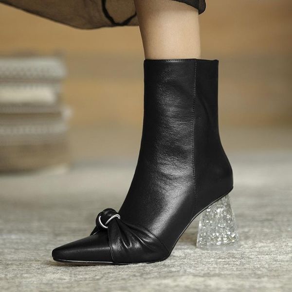 boots womens pointy toe genuine leather ankle strange high sliver sequins clear crystal heel shoes 3colors spring&winter warm, Black
boots womens pointy toe genuine leather ankle strange high sliver sequins clear crystal heel shoes 3colors spring&winter warm, Black