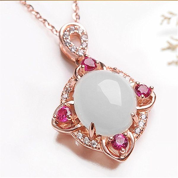 pendant necklaces luxury female white oval jade necklace charm rose gold color chain for women cute crystal wedding jewelry, Silver
pendant necklaces luxury female white oval jade necklace charm rose gold color chain for women cute crystal wedding jewelry, Silver