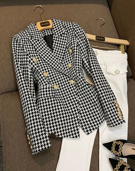 2021 fall autumn long sleeve notched-lapel black white houndstooth slim metal buckles double-breasted blazers elegant outwear coats 21o13881, White;black
2021 fall autumn long sleeve notched-lapel black white houndstooth slim metal buckles double-breasted blazers elegant outwear coats 21o13881, White;black