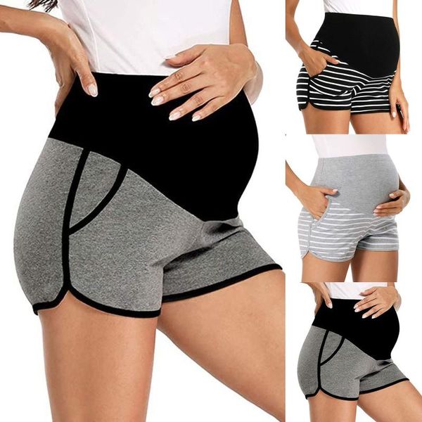 maternity bottoms stretchy high waist shorts solid strip splicing protect abdomen pregnant woman pants pregnancy loose, White
maternity bottoms stretchy high waist shorts solid strip splicing protect abdomen pregnant woman pants pregnancy loose, White