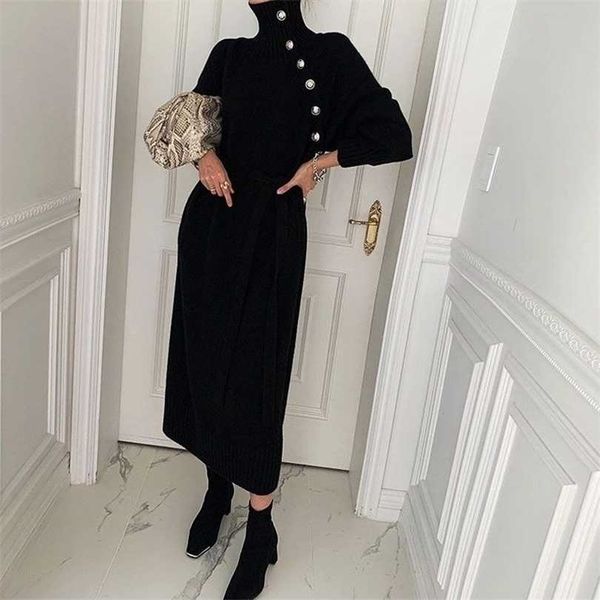 elegant sweater dress female fashion casual loose turtleneck solid pullover sash tie up robe femme autumn winter party 211110, Black;gray
elegant sweater dress female fashion casual loose turtleneck solid pullover sash tie up robe femme autumn winter party 211110, Black;gray