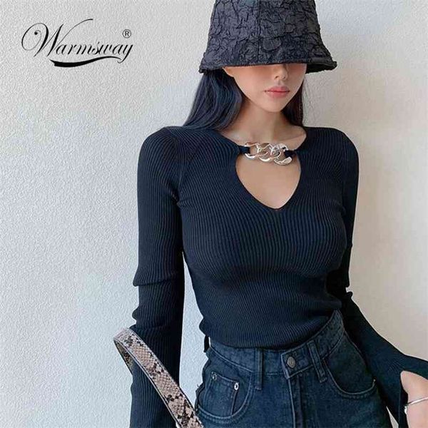flare sleeve pullover sweater women v neck chain hoolow out basic slim thin knitwear elastic chic pull femme c-155 210522, White;black
flare sleeve pullover sweater women v neck chain hoolow out basic slim thin knitwear elastic chic pull femme c-155 210522, White;black