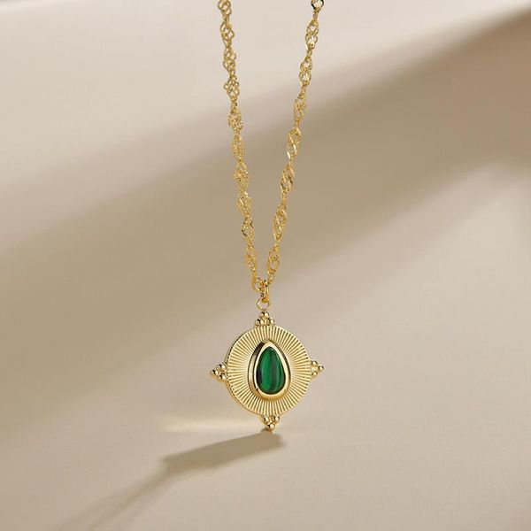 pendant necklaces bohemian green natural stone necklace for women stainless steel textured round collares para mujer 2021, Silver
pendant necklaces bohemian green natural stone necklace for women stainless steel textured round collares para mujer 2021, Silver