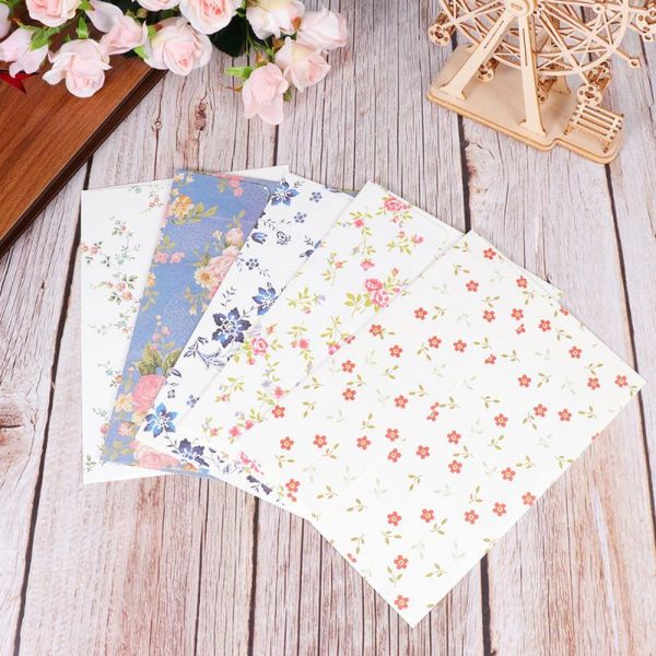 gift wrap 30pcs rural elegant floral envelopes creative stationery set for office school (5 patterns, each patter
