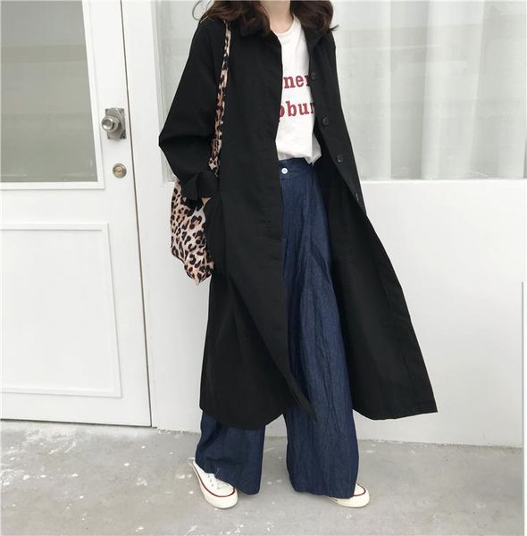 women's hoodies & sweatshirts korean style single-breasted long windbreaker jacket, Black
women's hoodies & sweatshirts korean style single-breasted long windbreaker jacket, Black
