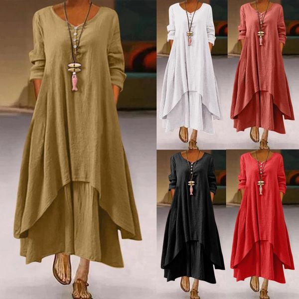 casual dresses women solid dress o-neck long sleeve irregular loose color cotton linen, Black;gray
casual dresses women solid dress o-neck long sleeve irregular loose color cotton linen, Black;gray