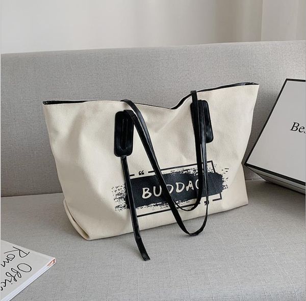 shoulder bags harajuku style college student class canvas big bag female 2021 wild one-shoulder large capacity