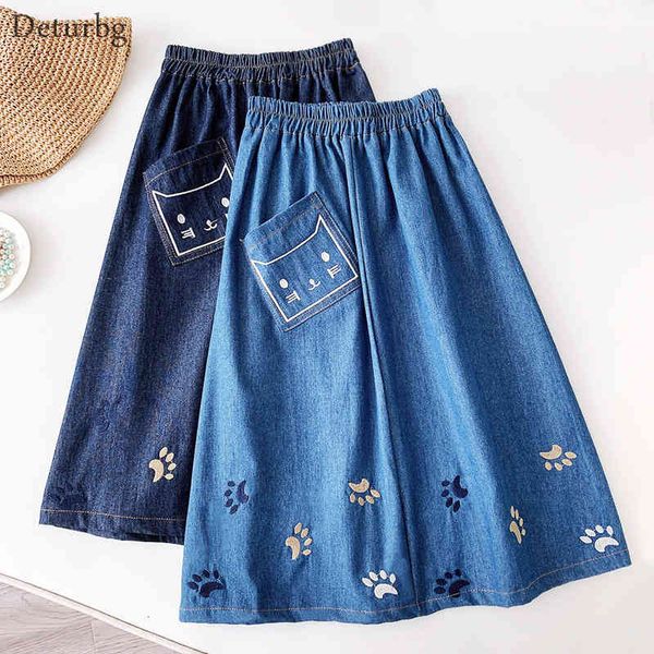 casual dresses women's kawaii denim midi skirt with one pocket korean female high waist cat scratch embroidery jeans skirts 2021 s, Black;gray
casual dresses women's kawaii denim midi skirt with one pocket korean female high waist cat scratch embroidery jeans skirts 2021 s, Black;gray