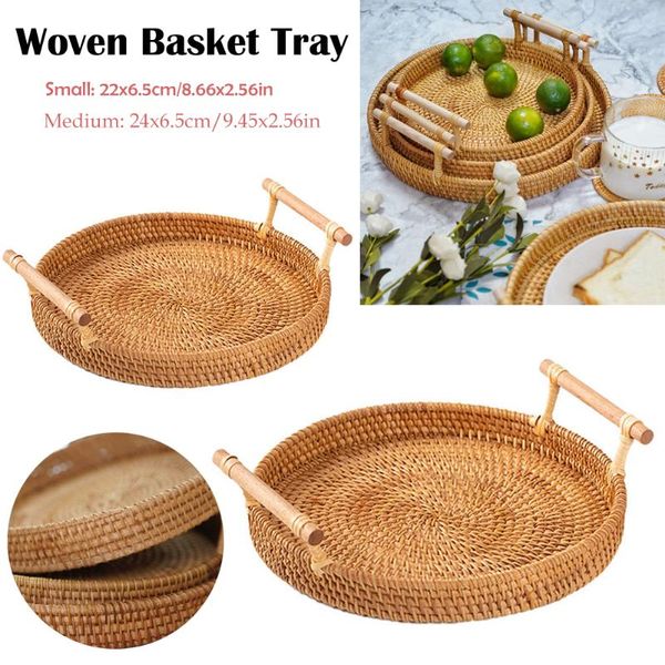 hand-woven rattan round basket tray with handle bread fruit storage platters plate for breakfast drink snack coffee tea baskets
hand-woven rattan round basket tray with handle bread fruit storage platters plate for breakfast drink snack coffee tea baskets