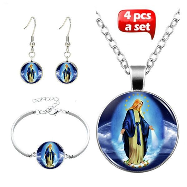 jewelry sets virgin mary glass cabochon pendant necklace stud earrings bracelet bangle set totally 4 pcs for women's fashion, Black
jewelry sets virgin mary glass cabochon pendant necklace stud earrings bracelet bangle set totally 4 pcs for women's fashion, Black