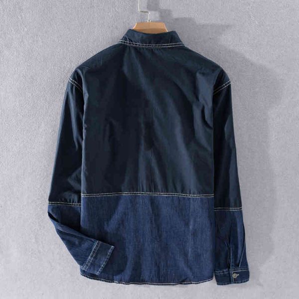 2021 spring and autumn retro stitching cotton brand denim shirts for men long-sleeved loose popular shirt mens chemise lt2m, White
2021 spring and autumn retro stitching cotton brand denim shirts for men long-sleeved loose popular shirt mens chemise lt2m, White