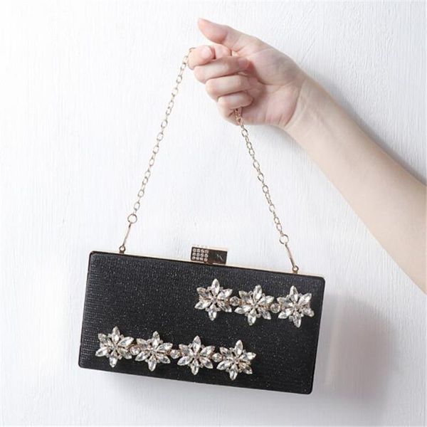 black leather evening bags diamond handmade flowers banquet clutch purse wedding with chain drop mn1431
black leather evening bags diamond handmade flowers banquet clutch purse wedding with chain drop mn1431