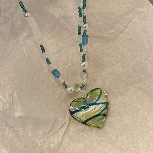 pendant necklaces love glass double layer flower freshwater pearl necklace niche design clavicle chain, Silver
pendant necklaces love glass double layer flower freshwater pearl necklace niche design clavicle chain, Silver