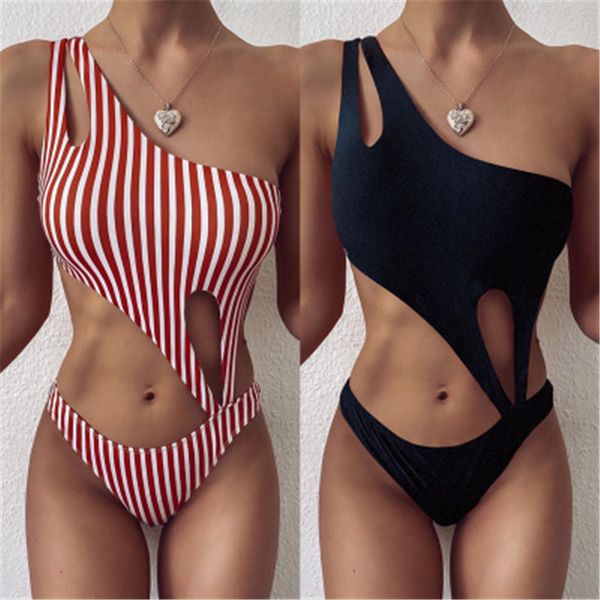 womens solid colors bikinis swimwear fashion trend one shoulder one-piece swimsuit designer female summer sling back beach bikini, White;black
womens solid colors bikinis swimwear fashion trend one shoulder one-piece swimsuit designer female summer sling back beach bikini, White;black