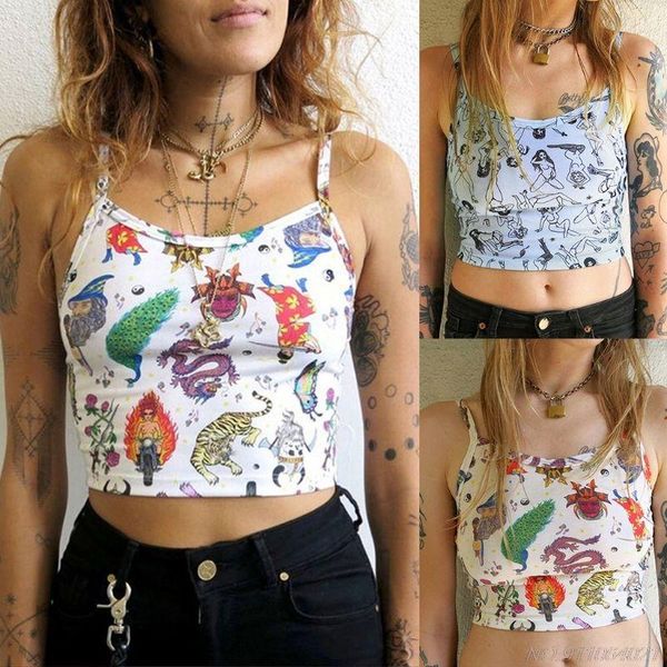 women's tanks & camis women summer sleeveless cropcartoon beauty dragon animal printed mini camisole backless bodycon fit sling ves, White
women's tanks & camis women summer sleeveless cropcartoon beauty dragon animal printed mini camisole backless bodycon fit sling ves, White