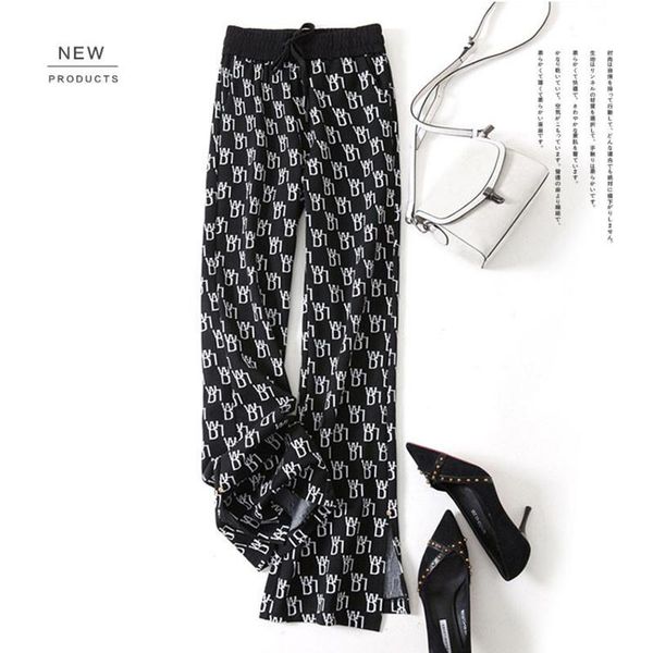 women's pants & capris high waist draped knitted printed wide-leg plus size spring and summer casual split straight long legs, Black;white
women's pants & capris high waist draped knitted printed wide-leg plus size spring and summer casual split straight long legs, Black;white