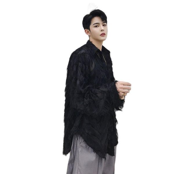 men's casual shirts spring autumn men fashion long sleeve feather shirt black white breathable oversize women vintage harajuku blouse, White;black
men's casual shirts spring autumn men fashion long sleeve feather shirt black white breathable oversize women vintage harajuku blouse, White;black