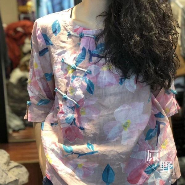 women's blouses & shirts arrival summer arts style women half sleeve loose print vintage button o-neck cotton linen blouse femme m174, White
women's blouses & shirts arrival summer arts style women half sleeve loose print vintage button o-neck cotton linen blouse femme m174, White