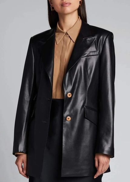 women's suits & blazers leather imitation suit simple blazer with large pockets buttons vaeg, White;black
women's suits & blazers leather imitation suit simple blazer with large pockets buttons vaeg, White;black