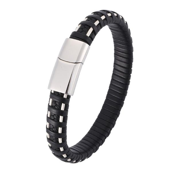 bangle leather cord bracelet men's stainless steel woven handmade multi-layer jewelry, Black
bangle leather cord bracelet men's stainless steel woven handmade multi-layer jewelry, Black