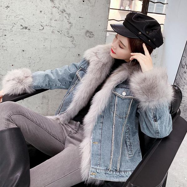 women's fur & faux detachable real denim jacket warm autumn winter coat female basic windbreaker jackets overcoat plus size, Black
women's fur & faux detachable real denim jacket warm autumn winter coat female basic windbreaker jackets overcoat plus size, Black