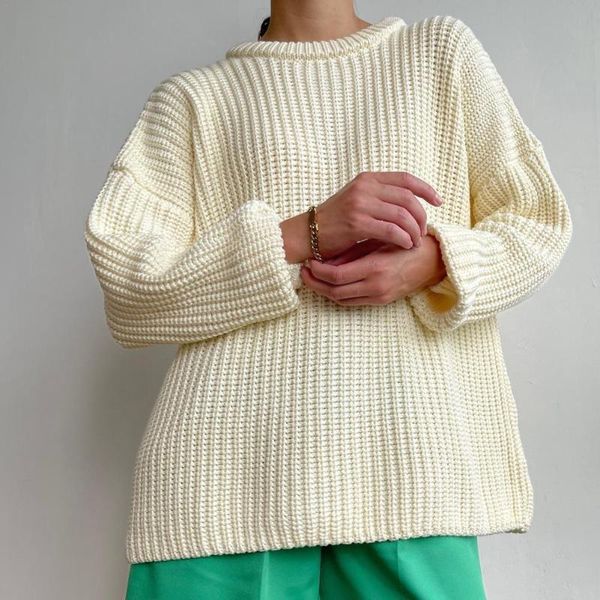 women's sweaters coarse knitted sweater loose outer wear pullover neck round long sleeve clothing m6f5, White;black
women's sweaters coarse knitted sweater loose outer wear pullover neck round long sleeve clothing m6f5, White;black