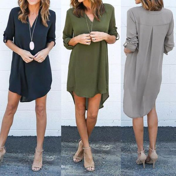 womens dress fashion women autumn casual long sleeve shirt blouses chiffion shirts v-neck dresses, Black;gray
womens dress fashion women autumn casual long sleeve shirt blouses chiffion shirts v-neck dresses, Black;gray