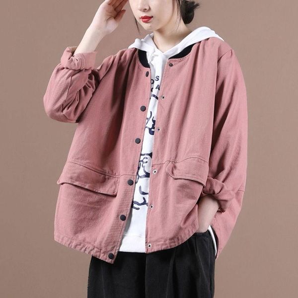 women's jackets spring autumn arts style women long sleeve loose short coat plus size single breasted casual cotton coats femme m678, Black;brown
women's jackets spring autumn arts style women long sleeve loose short coat plus size single breasted casual cotton coats femme m678, Black;brown