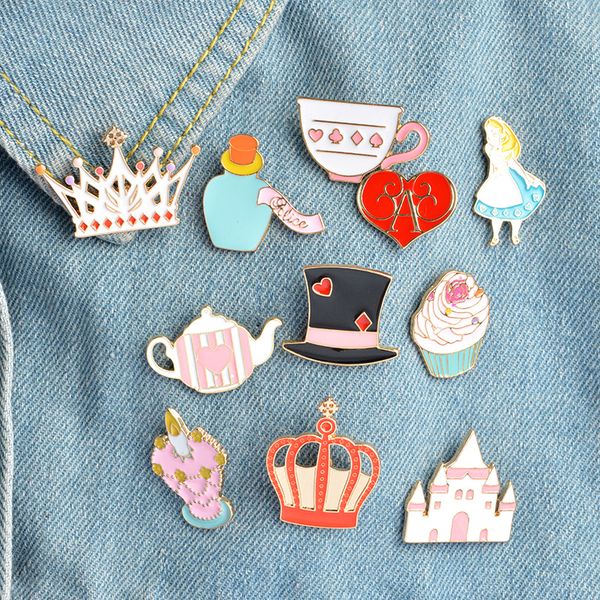 magic hat castle crown collar brooches girls alloy paint anti-light buckle pins playground souvenir gift clothes badge fashion jewelry acces, Gray 
magic hat castle crown collar brooches girls alloy paint anti-light buckle pins playground souvenir gift clothes badge fashion jewelry acces, Gray