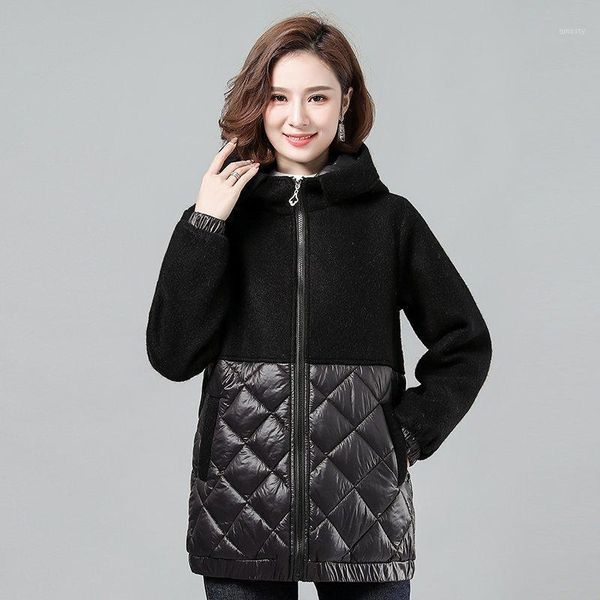 women's down & parkas 2021 winter hooded jacket women cotton loose warm outwear coat patchwork woolen female casual, Black
women's down & parkas 2021 winter hooded jacket women cotton loose warm outwear coat patchwork woolen female casual, Black
