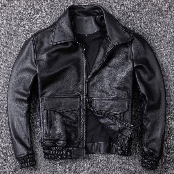 men's leather & faux 21st. century a-2 jacket winter thicker cowhide coat plus size warm genuine quality, Black
men's leather & faux 21st. century a-2 jacket winter thicker cowhide coat plus size warm genuine quality, Black