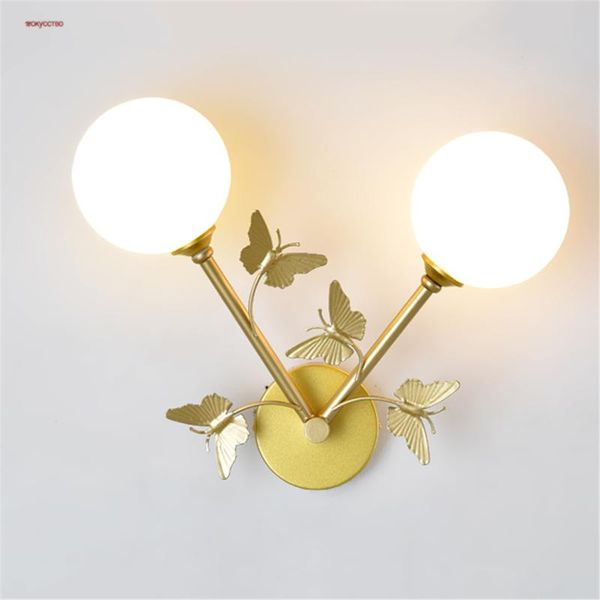 wall lamp nordic gold butterfly 2 heads glass ball for bedroom bedside living room sofa art loft decor led sconce light fixtures
wall lamp nordic gold butterfly 2 heads glass ball for bedroom bedside living room sofa art loft decor led sconce light fixtures