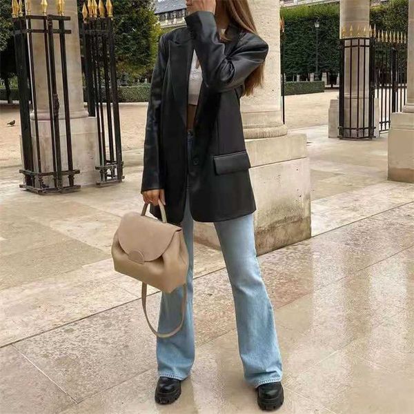 women's leather jacket autumn winter casual pu loose jackets female streetwear spring fashion faux fur blazer coat 211007, Black 
women's leather jacket autumn winter casual pu loose jackets female streetwear spring fashion faux fur blazer coat 211007, Black